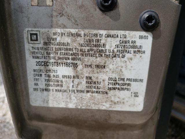 Photo 10 from auction – 2001 CHEVROLET SILVERADO with VIN 2GCEC19T311168785