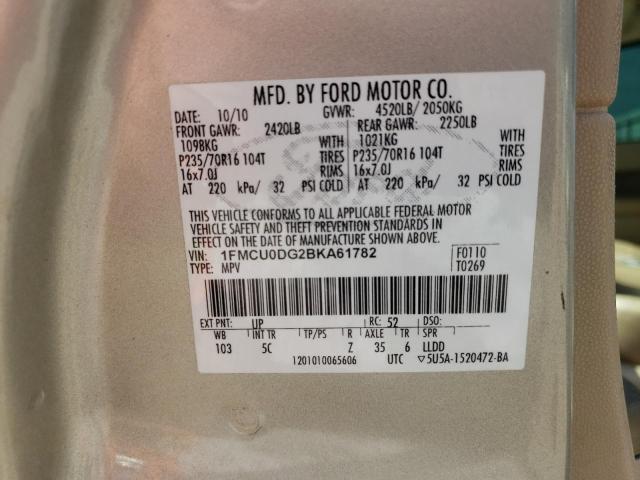 Photo 10 from auction – 2011 FORD ESCAPE XLT with VIN 1FMCU0DG2BKA61782