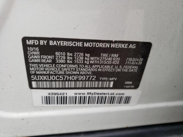 Photo 10 from auction – 2017 BMW X6 SDRIVE3 with VIN 5UXKU0C57H0F99772