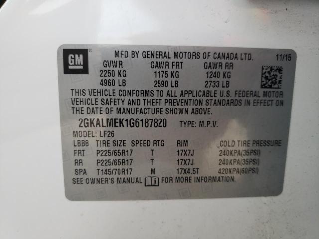 Photo 10 from auction – 2016 GMC TERRAIN SL with VIN 2GKALMEK1G6187820