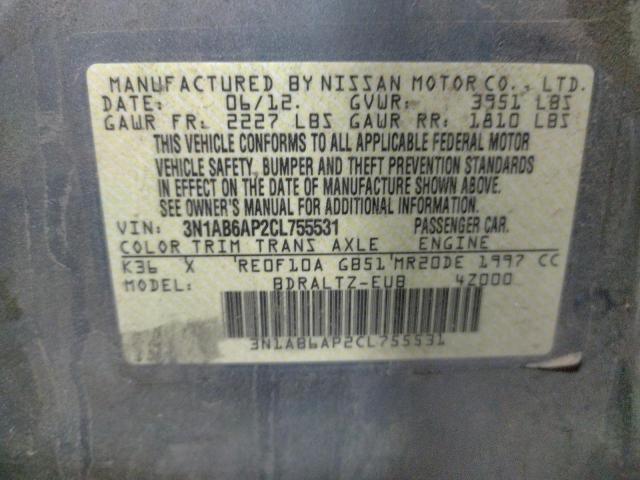 Photo 10 from auction – 2012 NISSAN SENTRA 2.0 with VIN 3N1AB6AP2CL755531