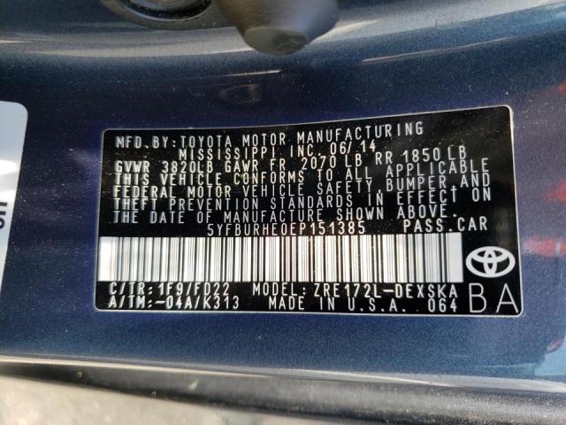 Photo 10 from auction – 2014 TOYOTA COROLLA L with VIN 5YFBURHE0EP151385
