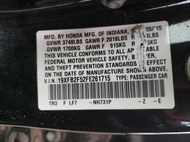Photo 10 from auction – 2015 HONDA CIVIC LX with VIN 19XFB2F52FE261715