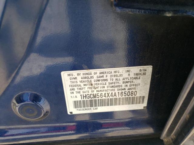 Photo 10 from auction – 2004 HONDA ACCORD with VIN 1HGCM564X4A165080