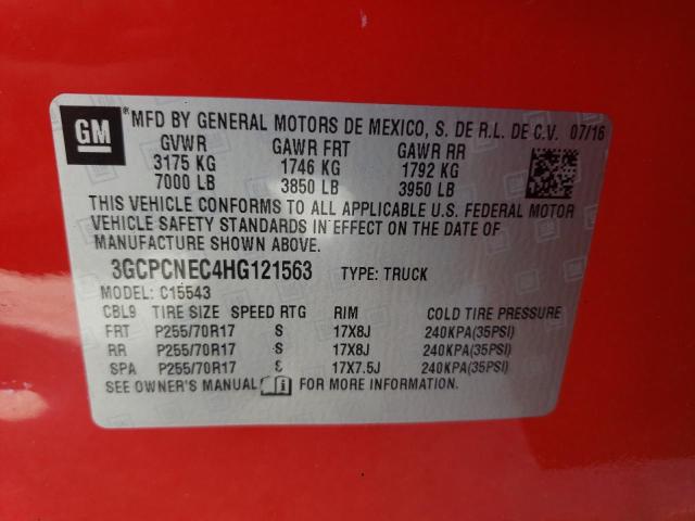 Photo 10 from auction – 2017 CHEVROLET SILVERADO with VIN 3GCPCNEC4HG121563