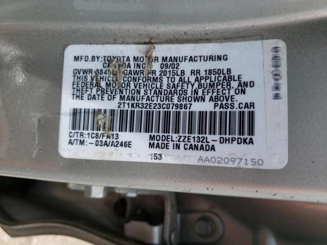 Photo 10 from auction – 2003 TOYOTA COROLLA MA with VIN 2T1KR32E23C079867