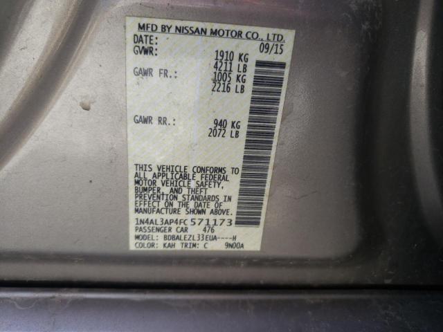 Photo 10 from auction – 2015 NISSAN ALTIMA 2.5 with VIN 1N4AL3AP4FC571173