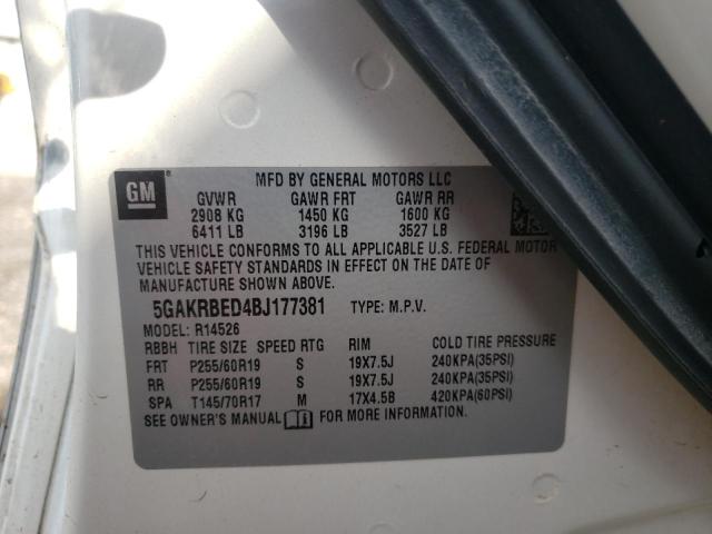Photo 10 from auction – 2011 BUICK ENCLAVE CX with VIN 5GAKRBED4BJ177381