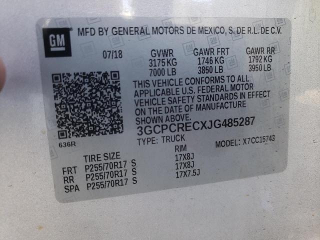 Photo 10 from auction – 2018 CHEVROLET SILVERADO with VIN 3GCPCRECXJG485287