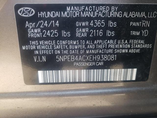 Photo 10 from auction – 2014 HYUNDAI SONATA GLS with VIN 5NPEB4ACXEH938081