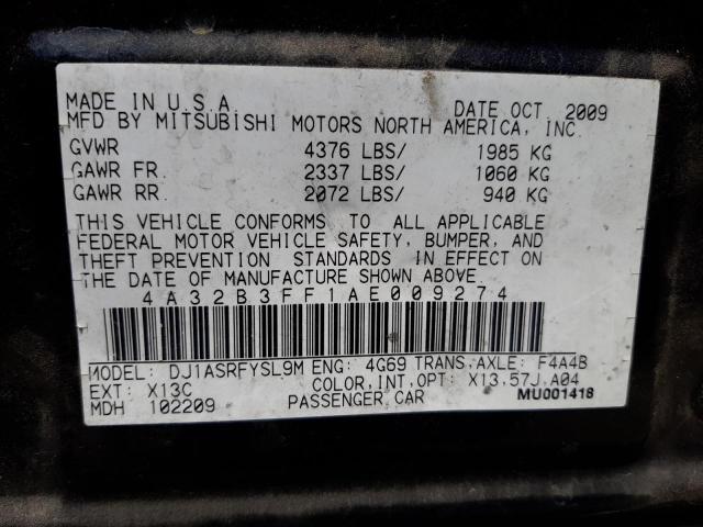 Photo 10 from auction – 2010 MITSUBISHI GALANT ES with VIN 4A32B3FF1AE009274
