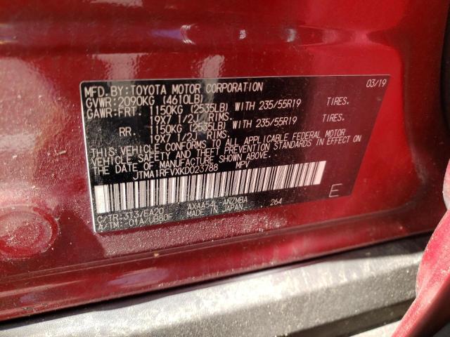 Photo 10 from auction – 2019 TOYOTA RAV4 XLE P with VIN JTMA1RFVXKD023788