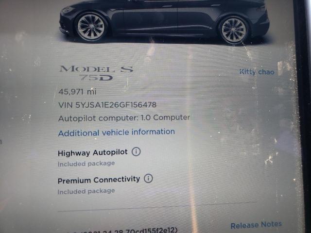 Photo 8 from auction – 2016 TESLA MODEL S with VIN 5YJSA1E26GF156478