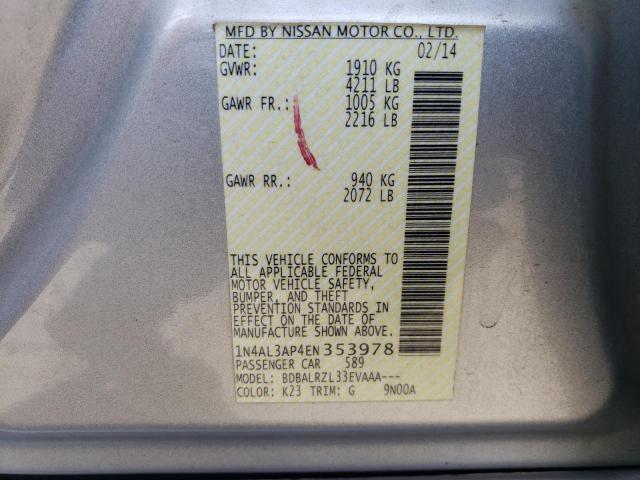 Photo 10 from auction – 2014 NISSAN ALTIMA 2.5 with VIN 1N4AL3AP4EN353978