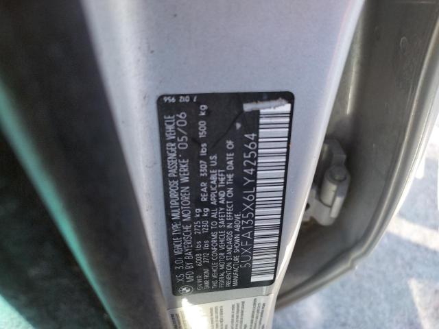 Photo 10 from auction – 2006 BMW X5 3.0I with VIN 5UXFA135X6LY42564