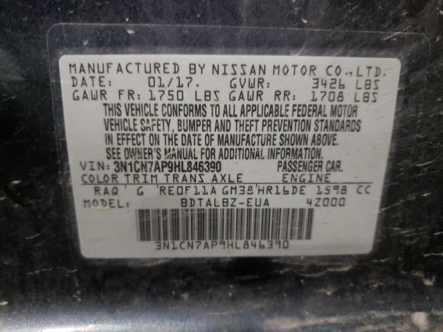 Photo 10 from auction – 2017 NISSAN VERSA S with VIN 3N1CN7AP9HL846390