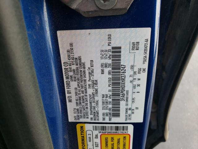 Photo 10 from auction – 2017 FORD FUSION SE with VIN 3FA6P0HDXHR276247