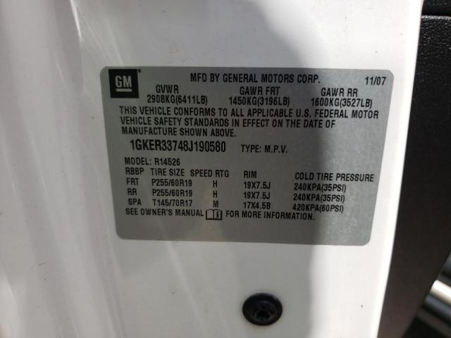 Photo 10 from auction – 2008 GMC ACADIA SLT with VIN 1GKER33748J190580