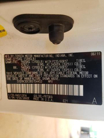 Photo 10 from auction – 2011 TOYOTA SIENNA XLE with VIN 5TDYK3DC0BS154453