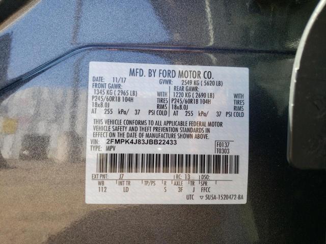 Photo 10 from auction – 2018 FORD EDGE SEL with VIN 2FMPK4J83JBB22433