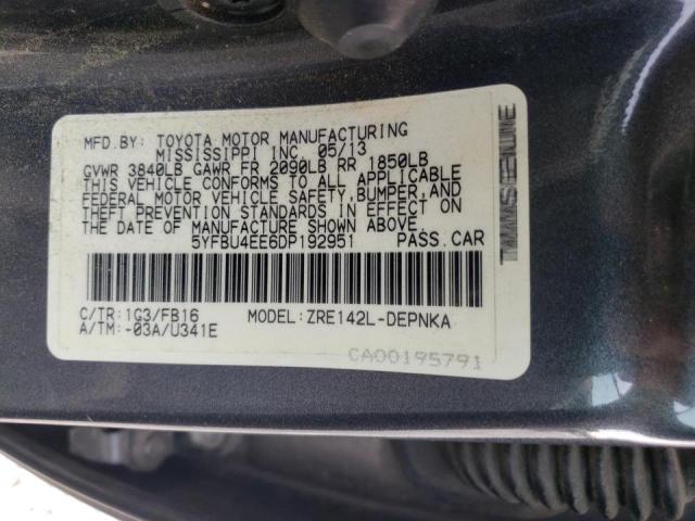 Photo 10 from auction – 2013 TOYOTA COROLLA BA with VIN 5YFBU4EE6DP192951