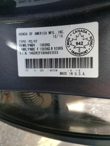 Photo 10 from auction – 2017 HONDA ACCORD EX with VIN 1HGCR2F08HA803555