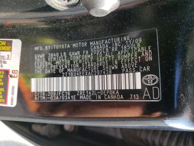 Photo 10 from auction – 2010 TOYOTA COROLLA BA with VIN 2T1BU4EEXAC297438