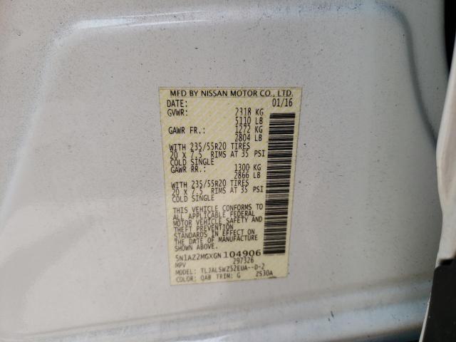 Photo 10 from auction – 2016 NISSAN MURANO S with VIN 5N1AZ2MGXGN104906