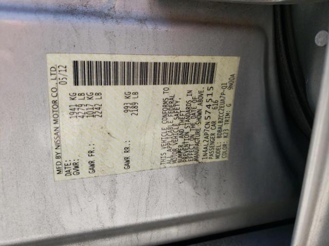 Photo 10 from auction – 2012 NISSAN ALTIMA BAS with VIN 1N4AL2AP7CN574515