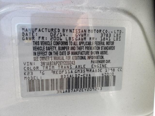 Photo 10 from auction – 2014 NISSAN SENTRA S with VIN 3N1AB7AP2EY209243