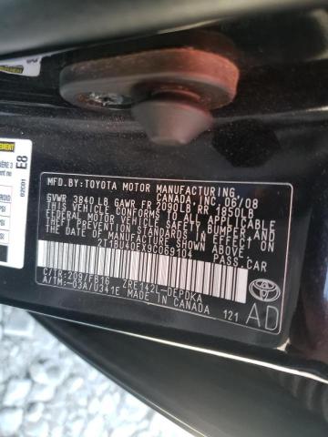 Photo 10 from auction – 2009 TOYOTA COROLLA BA with VIN 2T1BU40EX9C069104