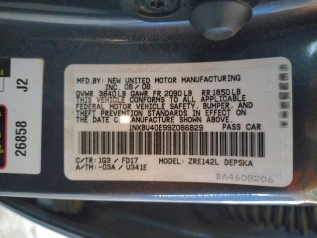Photo 10 from auction – 2009 TOYOTA COROLLA BA with VIN 1NXBU40E99Z086829