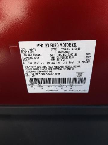 Photo 10 from auction – 2018 FORD EXPLORER X with VIN 1FM5K7D8XJGC14605