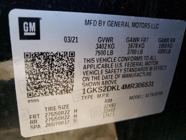 Photo 10 from auction – 2021 GMC YUKON DENA with VIN 1GKS2DKL4MR306531