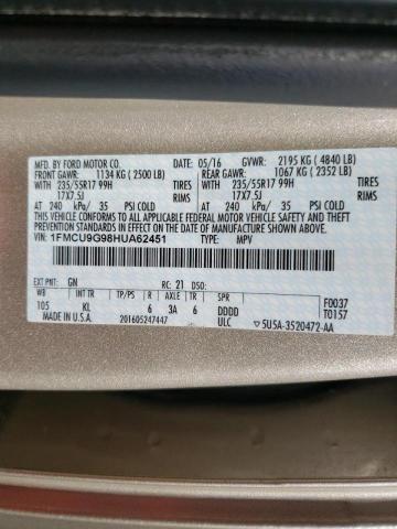 Photo 10 from auction – 2017 FORD ESCAPE SE with VIN 1FMCU9G98HUA62451