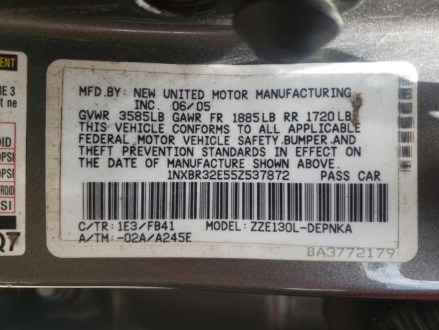 Photo 10 from auction – 2005 TOYOTA COROLLA CE with VIN 1NXBR32E55Z537872