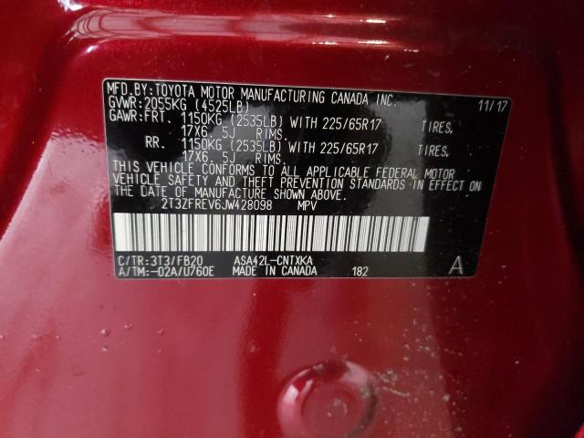 Photo 10 from auction – 2018 TOYOTA RAV4 LE with VIN 2T3ZFREV6JW428098