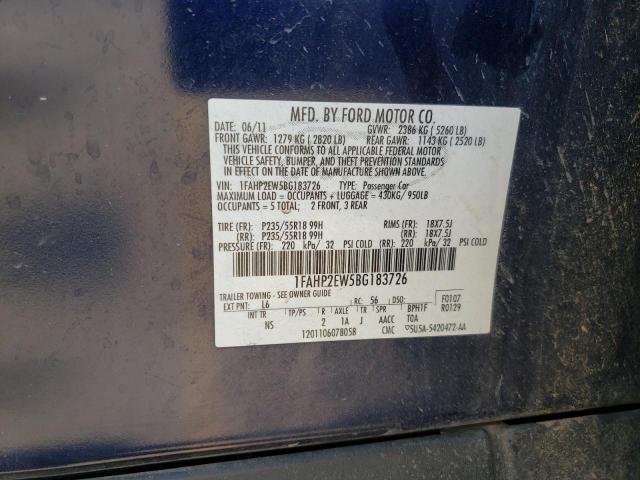 Photo 10 from auction – 2011 FORD TAURUS SEL with VIN 1FAHP2EW5BG183726