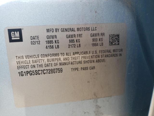 Photo 10 from auction – 2012 CHEVROLET CRUZE LT with VIN 1G1PG5SC7C7280759