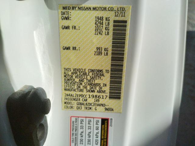 Photo 10 from auction – 2012 NISSAN ALTIMA S with VIN 1N4AL2EP0CC198617