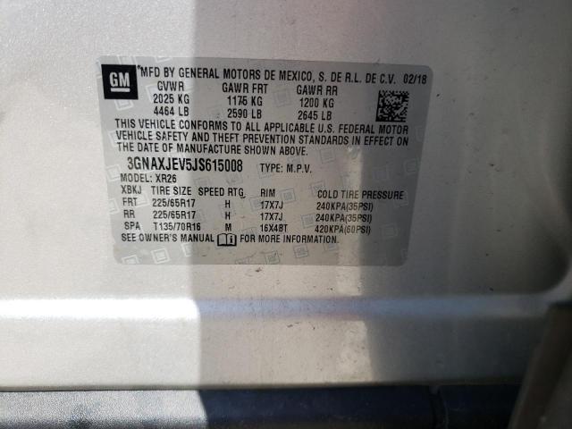 Photo 10 from auction – 2018 CHEVROLET EQUINOX LT with VIN 3GNAXJEV5JS615008