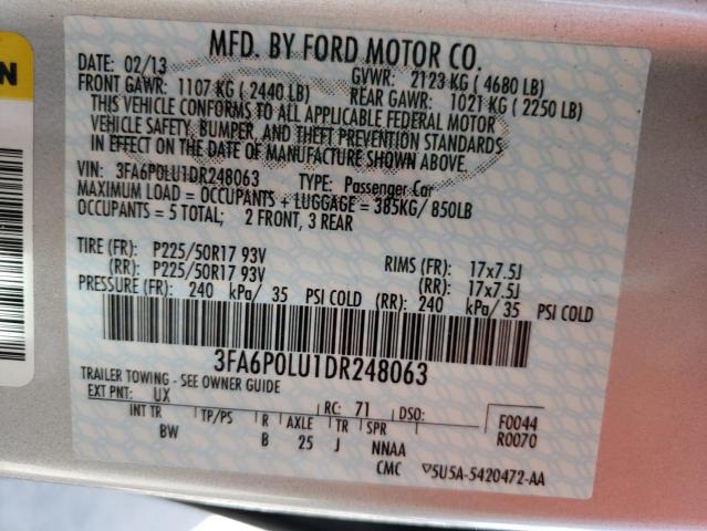 Photo 10 from auction – 2013 FORD FUSION SE with VIN 3FA6P0LU1DR248063