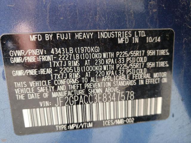 Photo 10 from auction – 2014 SUBARU XV CROSSTR with VIN JF2GPACC3E8347578