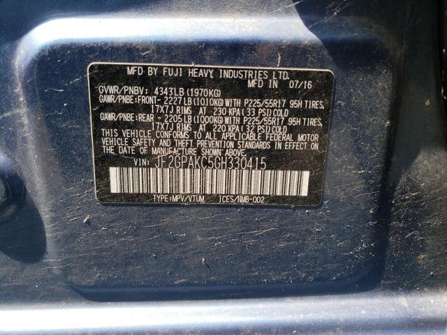 Photo 10 from auction – 2016 SUBARU CROSSTREK with VIN JF2GPAKC5GH330415