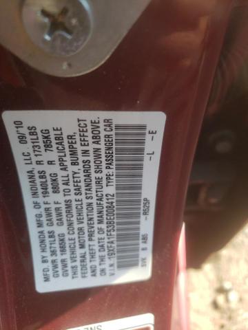 Photo 10 from auction – 2011 HONDA CIVIC LX with VIN 19XFA1F53BE008412