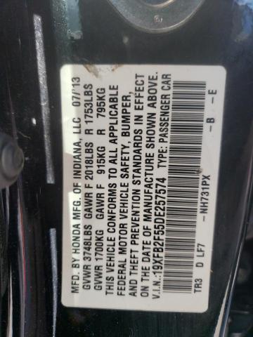 Foto 10 de la subasta – 2013 HONDA CIVIC LX con VIN 19XFB2F55DE257574