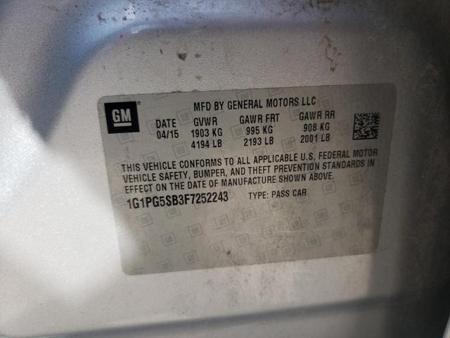 Photo 10 from auction – 2015 CHEVROLET CRUZE LTZ with VIN 1G1PG5SB3F7252243