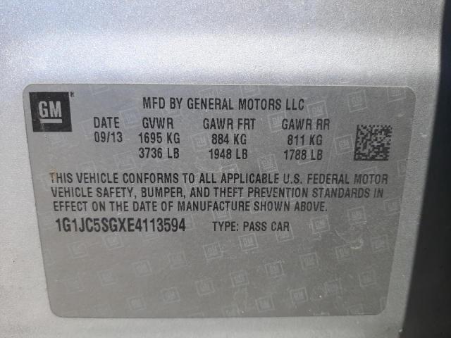 Photo 10 from auction – 2014 CHEVROLET SONIC LT with VIN 1G1JC5SGXE4113594