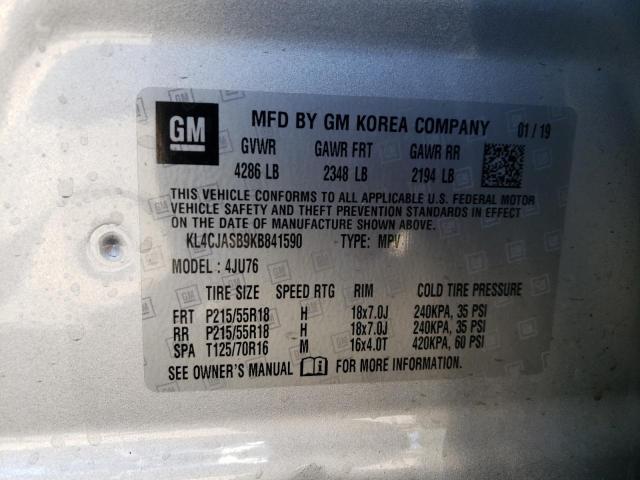 Photo 10 from auction – 2019 BUICK ENCORE PRE with VIN KL4CJASB9KB841590