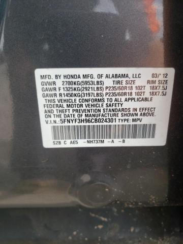 Photo 10 from auction – 2012 HONDA PILOT TOUR with VIN 5FNYF3H96CB024301